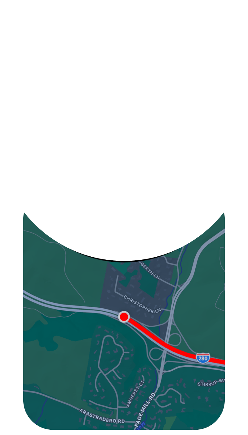 Map view with route path tracking showing the user's travel route
