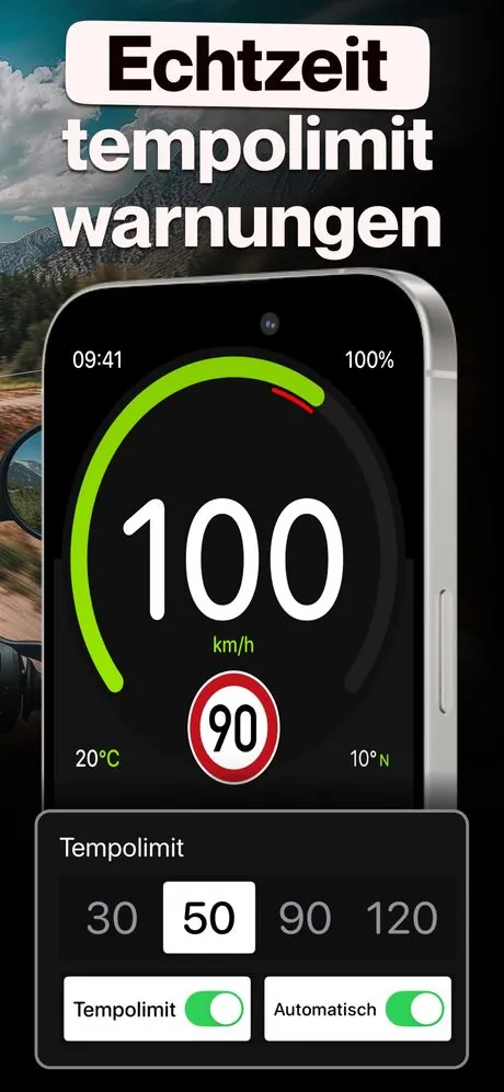 GPS Speedometer App — Echtzeit-Tempolimit-Warnungen bei 100 km/h